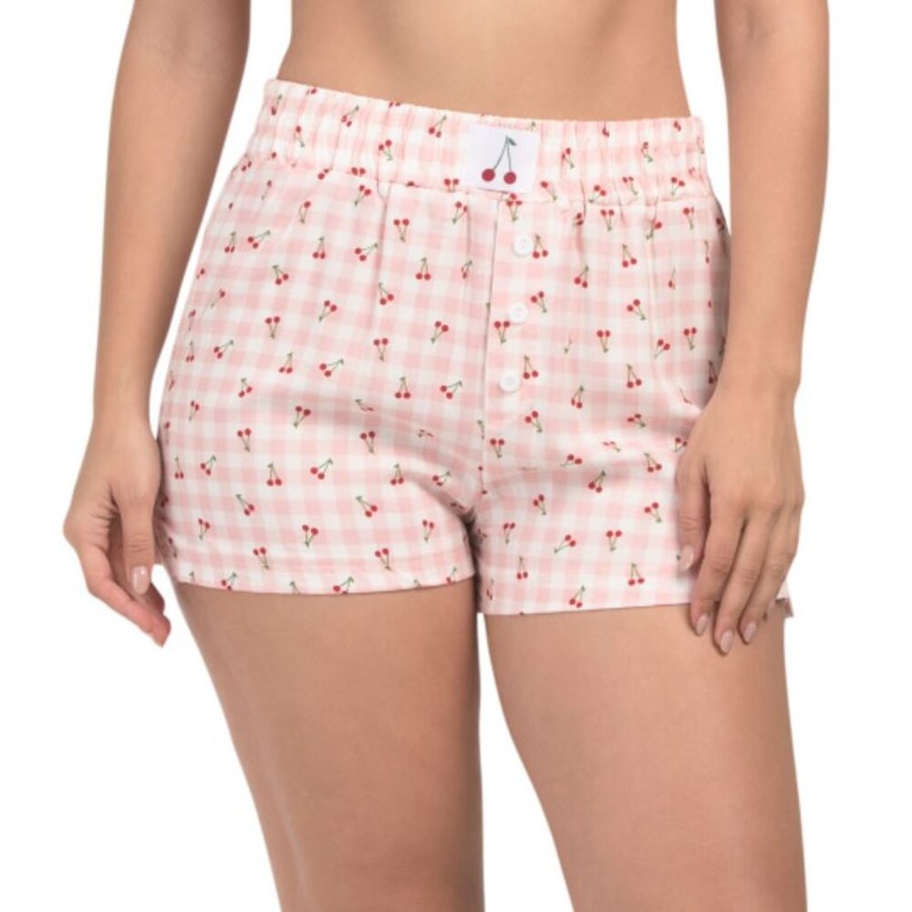 NWT TART Cherry 2pk Cherry and Floral Rayon Boxer Shorts Set Size S